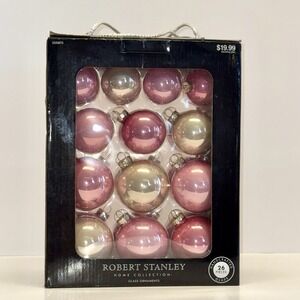 Pink Glass Christmas Ornaments By Robert Stanley Home Collection 26pc NIB